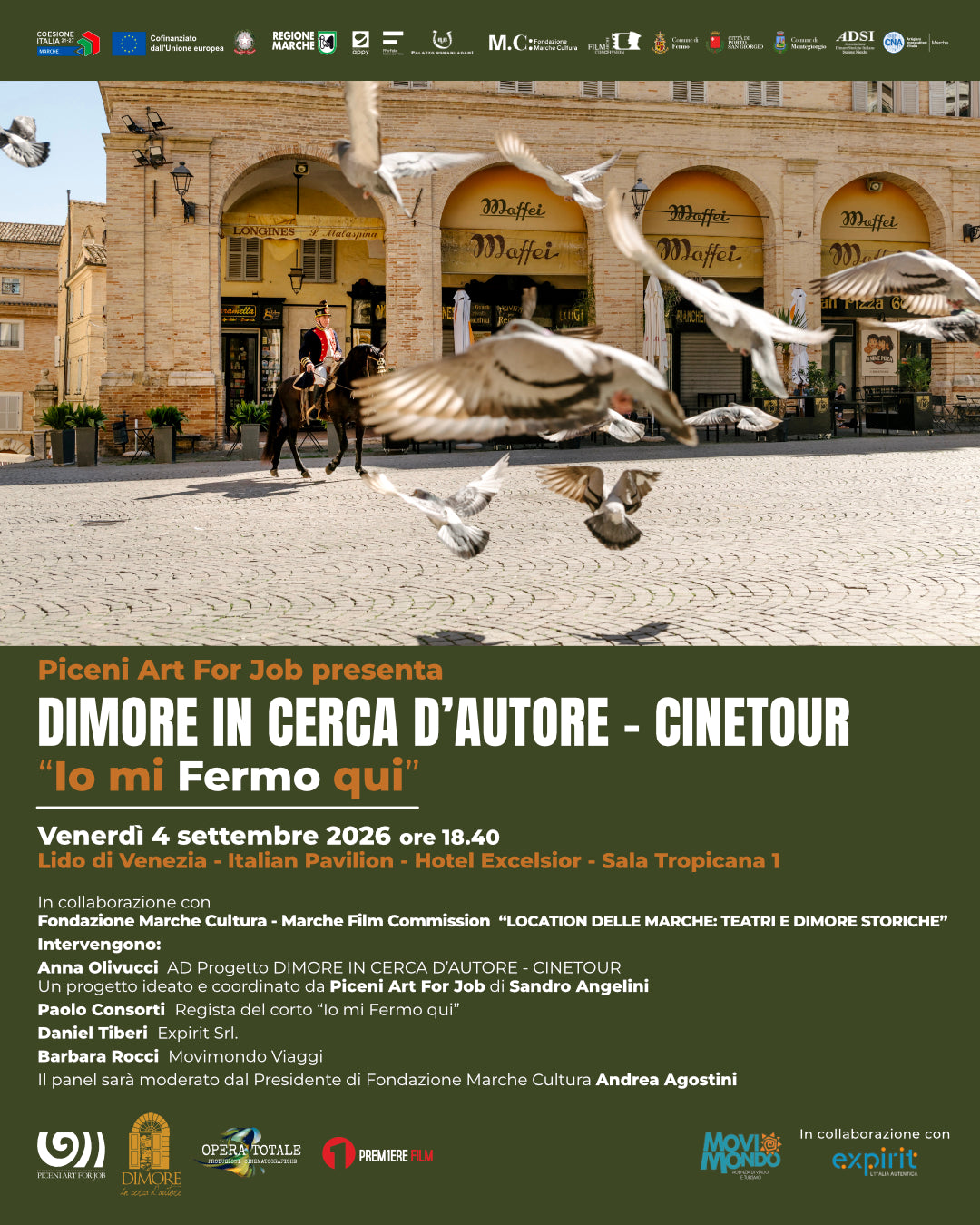 A Venezia la presentazione di “Location delle Marche: Teatri e Dimore storiche” con proiezione di backstage e trailer del corto “Io mi Fermo qui” realizzato nell’ambito di “Dimore in cerca d’autore – Cinetour”